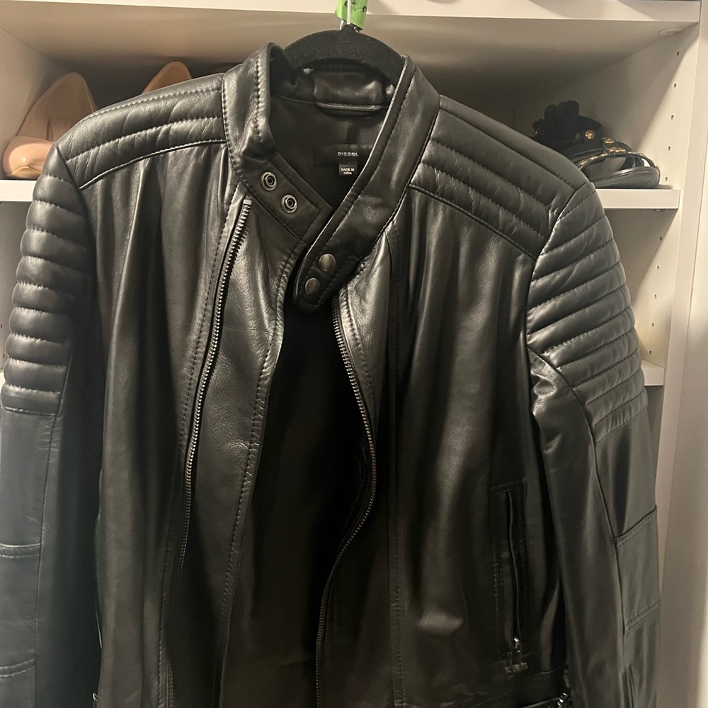 Diesel Black Leather Jacket Lily Biker Jacket Sz Large worn once  $700